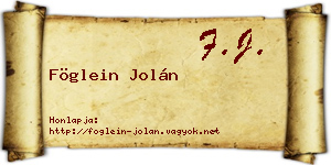 Föglein Jolán névjegykártya